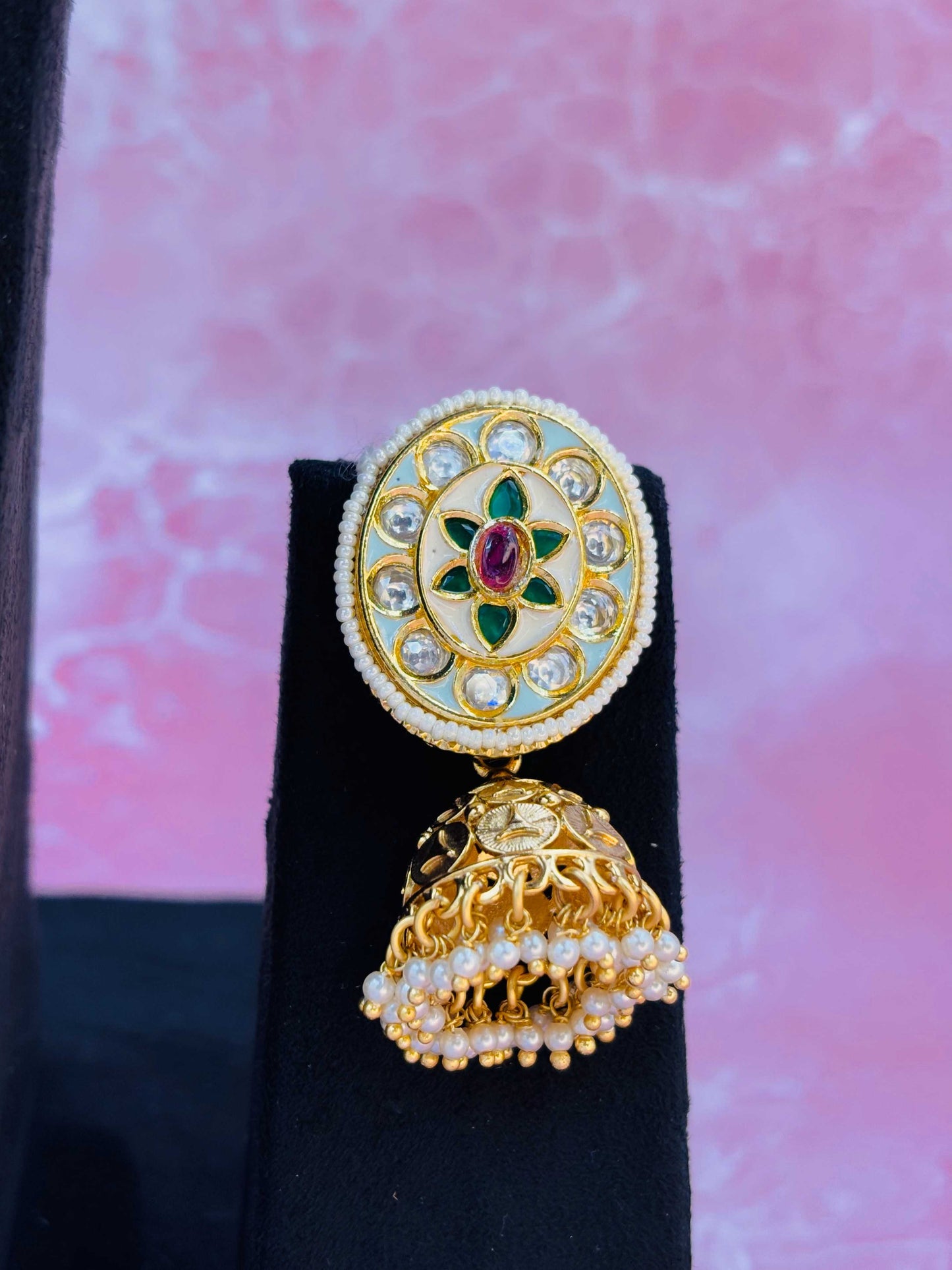 Heritage Temple Necklace Set with Kundan & Jhumkis