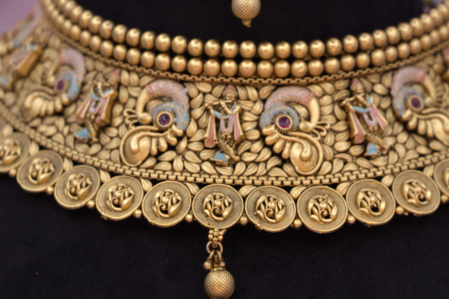 Antique Peacock Coin Choker Bridal Set