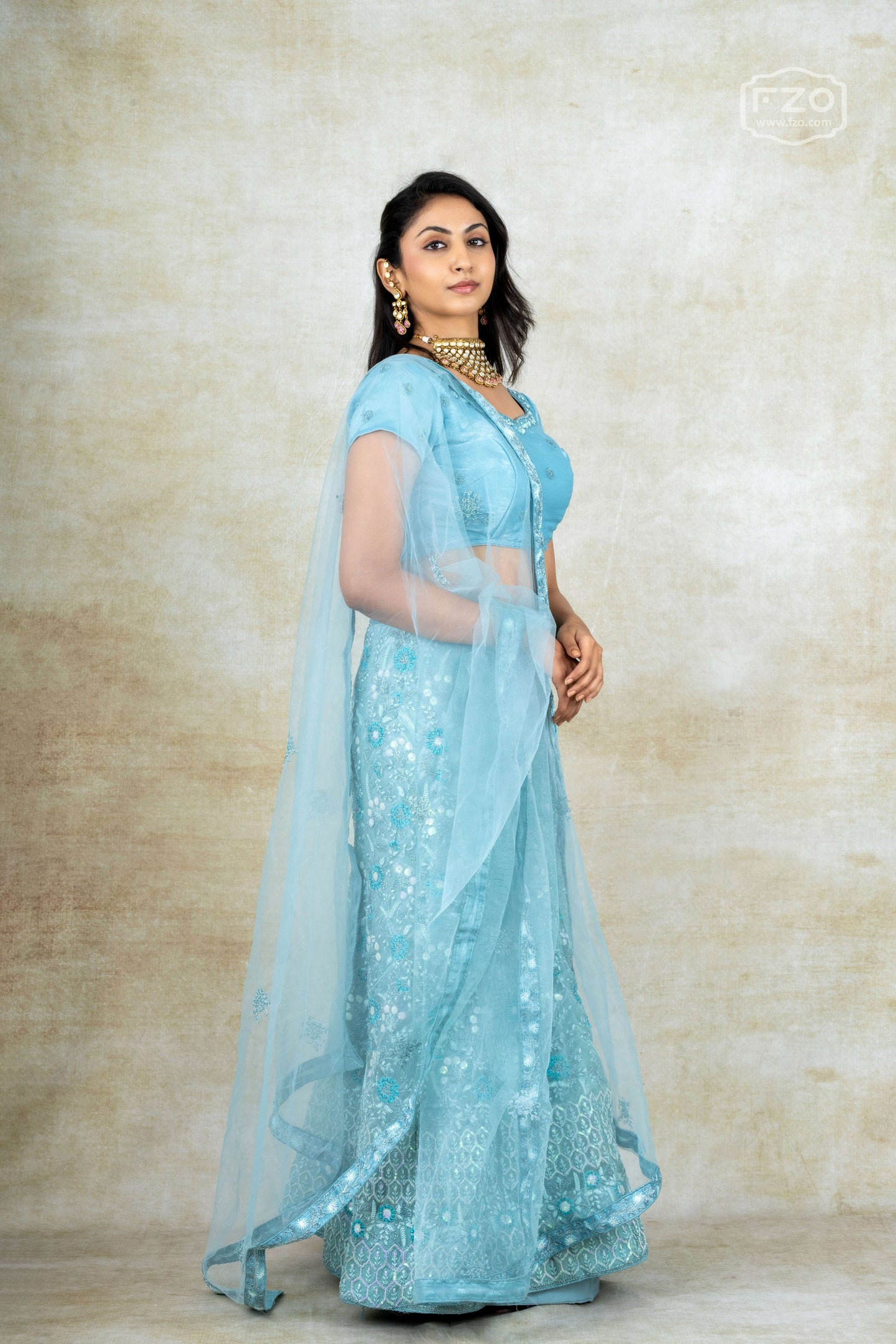 Sky Blue Sequin Embroidered Lehenga – Elegant Designer Party & Bridal Wear