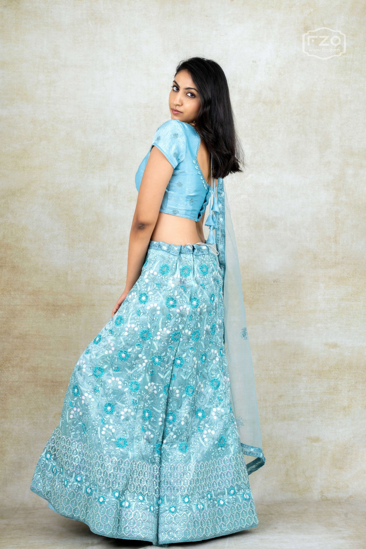 Sky Blue Sequin Embroidered Lehenga – Elegant Designer Party & Bridal Wear
