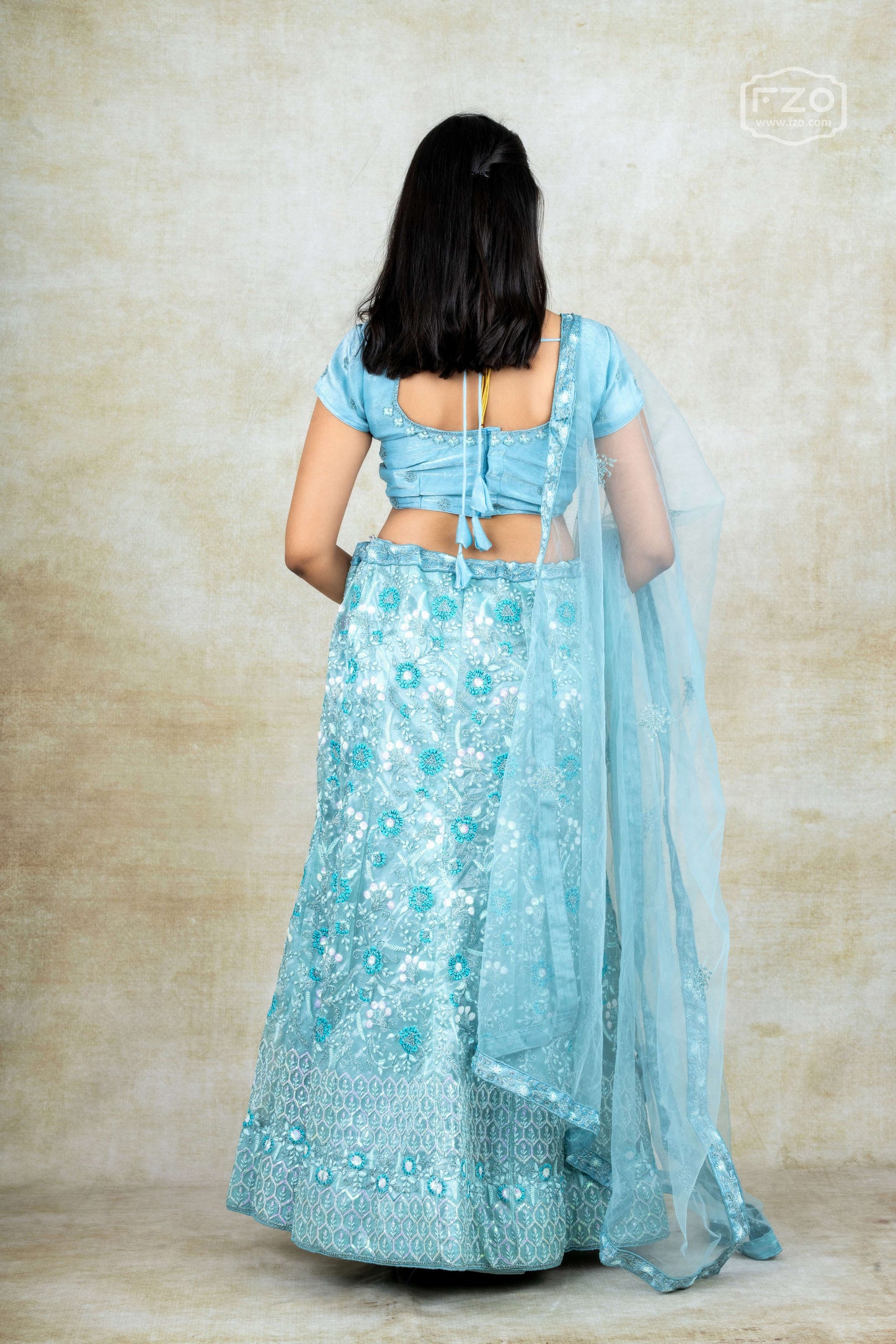 Sky Blue Sequin Embroidered Lehenga – Elegant Designer Party & Bridal Wear