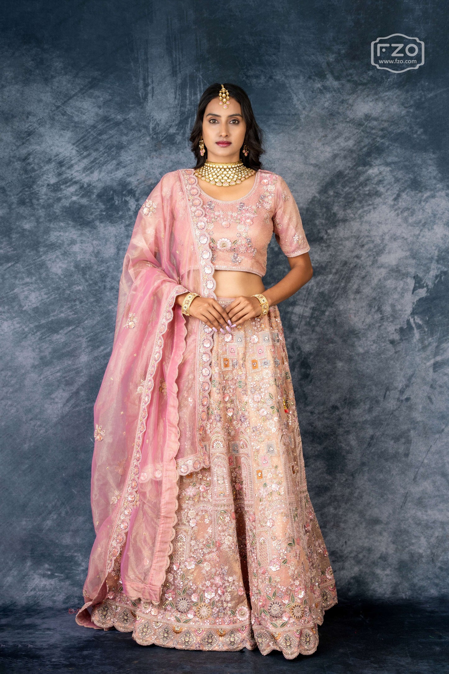 Blush Royal – Pink Heavy Embroidered Bridal Lehenga for Weddings & Receptions
