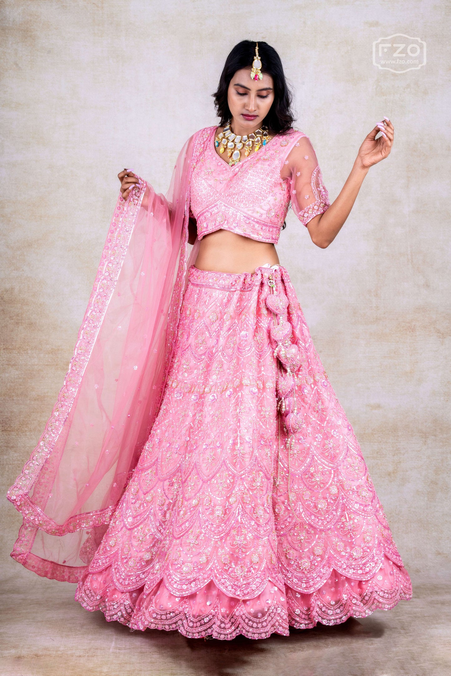Blush Royale – Pink Heavy Embroidered Lehenga – Bridal & Festive Wear