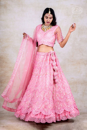 Blush Royal – Pink Heavy Embroidered Bridal Lehenga for Weddings & Receptions