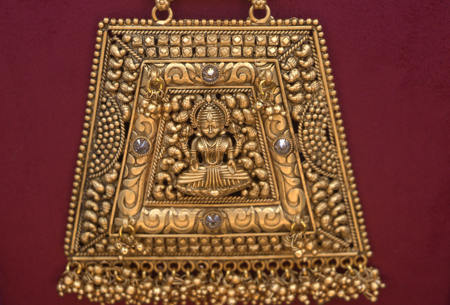 Temple Lakshmi Pendant Bridal Necklace Set