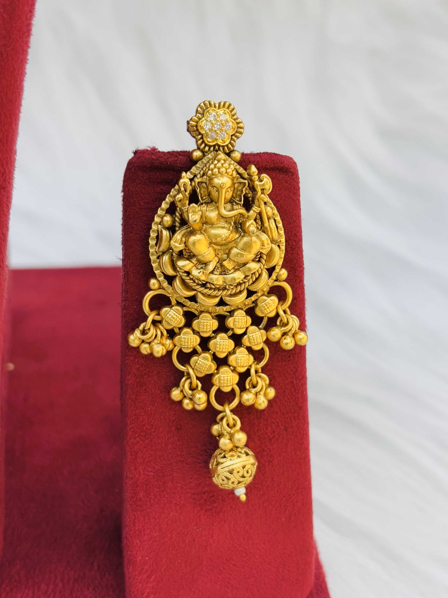 Goddess Lakshmi Antique Temple Necklace Set with Jhumkas