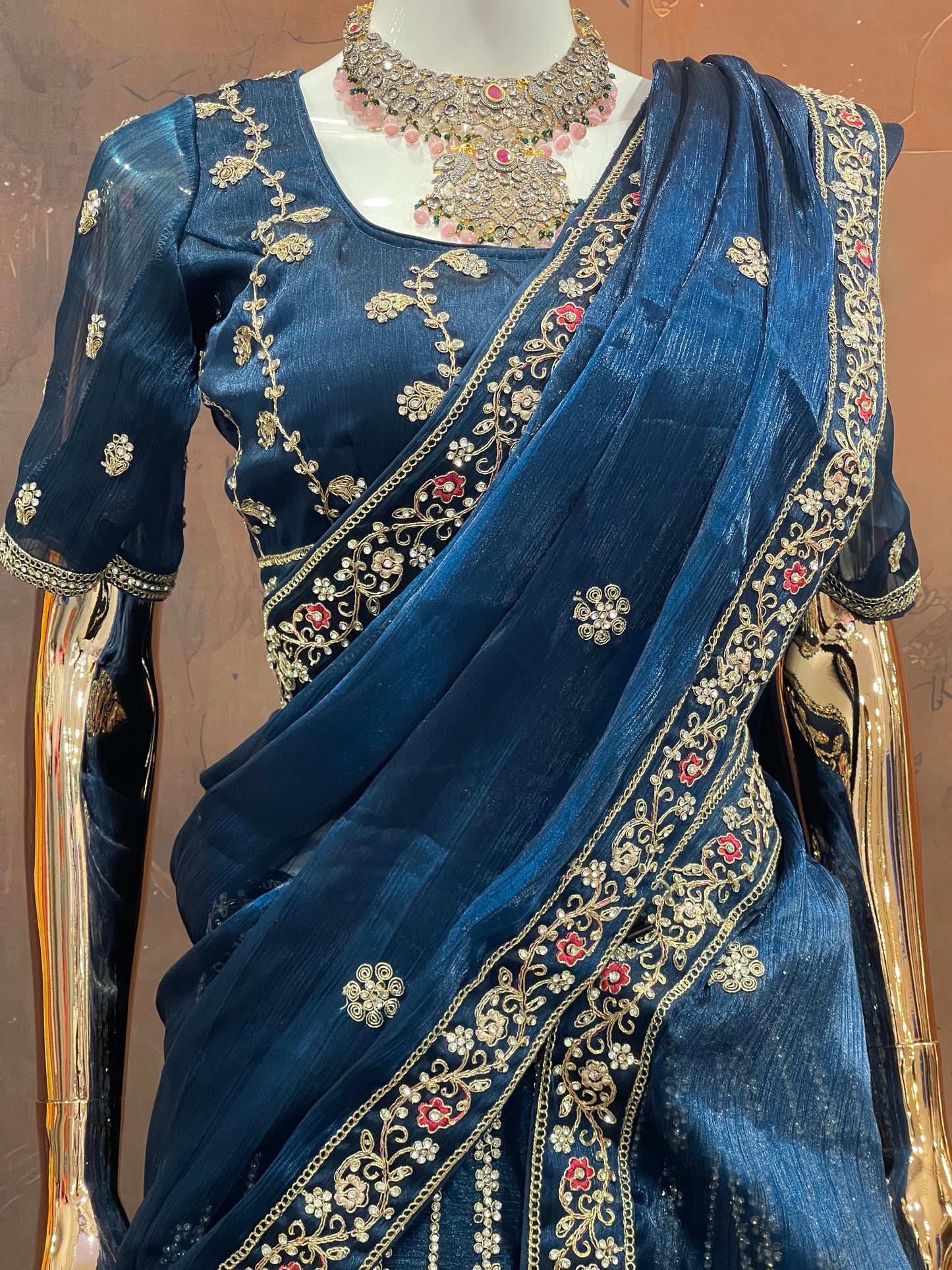 Midnight Bloom – Navy Blue Embroidered Lehenga Set