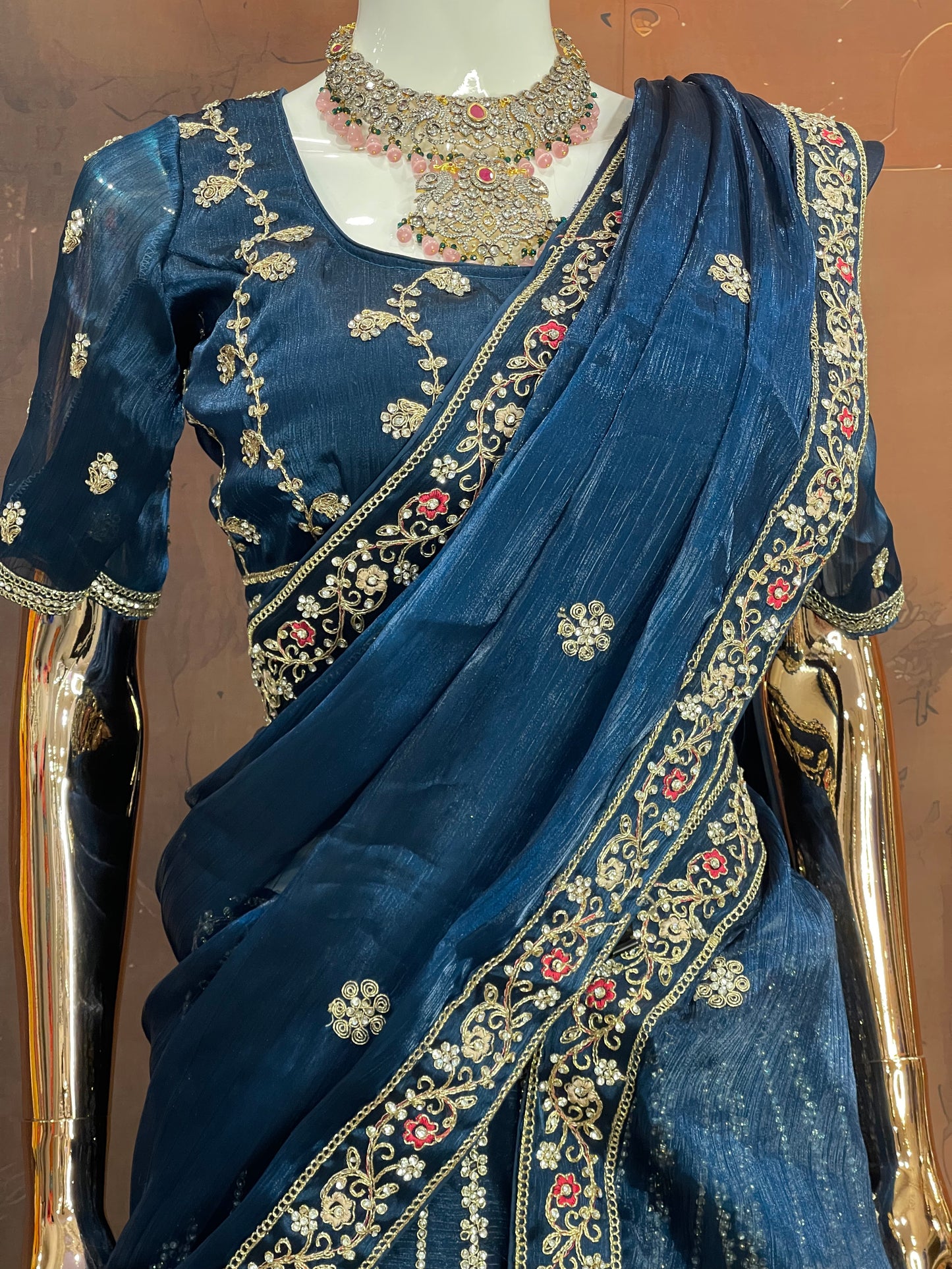 Midnight Bloom – Navy Blue Embroidered Lehenga Set