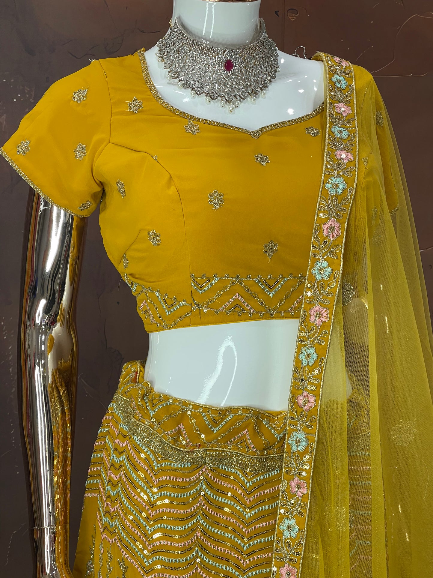 Golden Marigold – Yellow Sequin Embroidered Lehenga Set