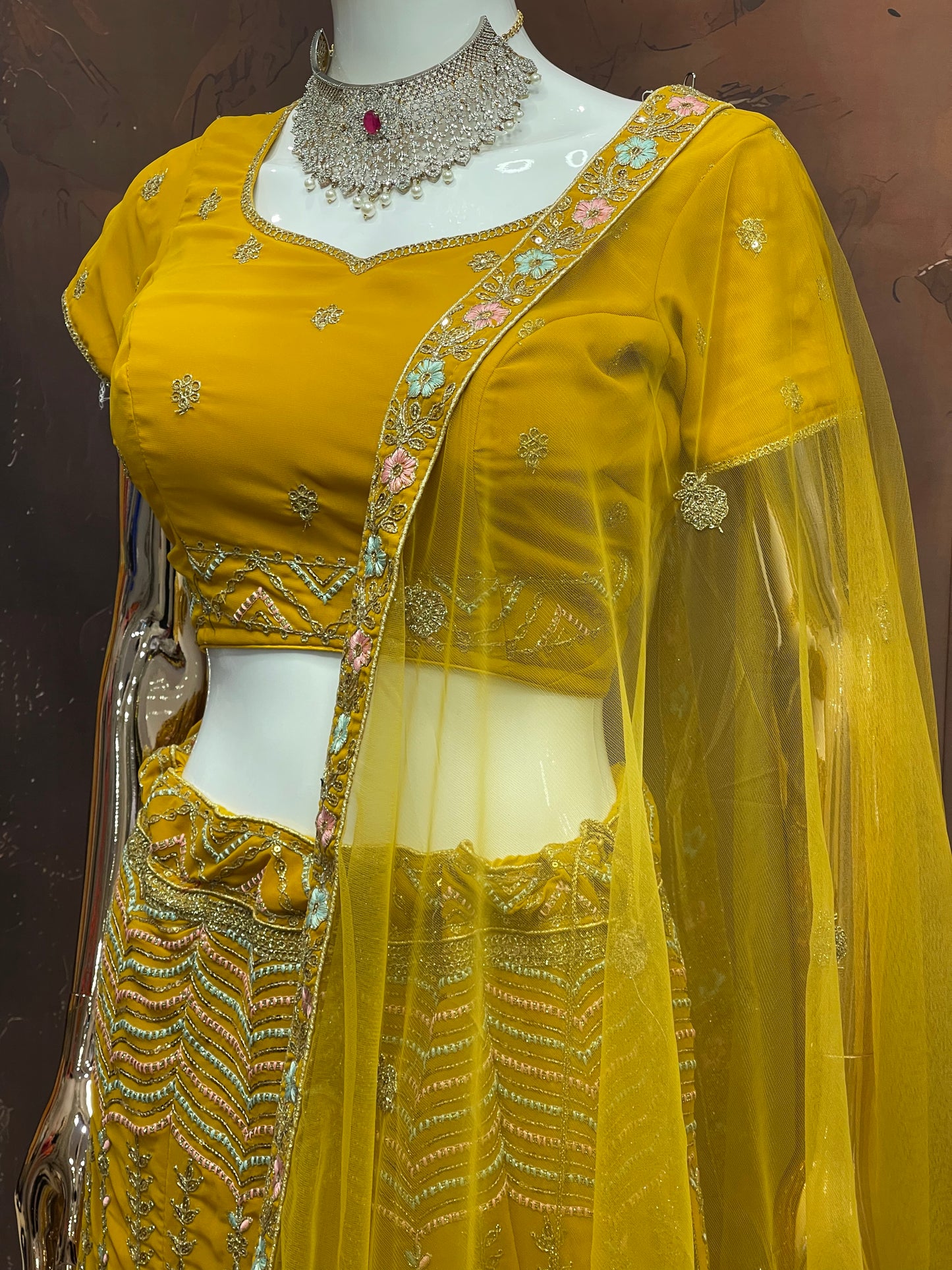 Golden Marigold – Yellow Sequin Embroidered Lehenga Set