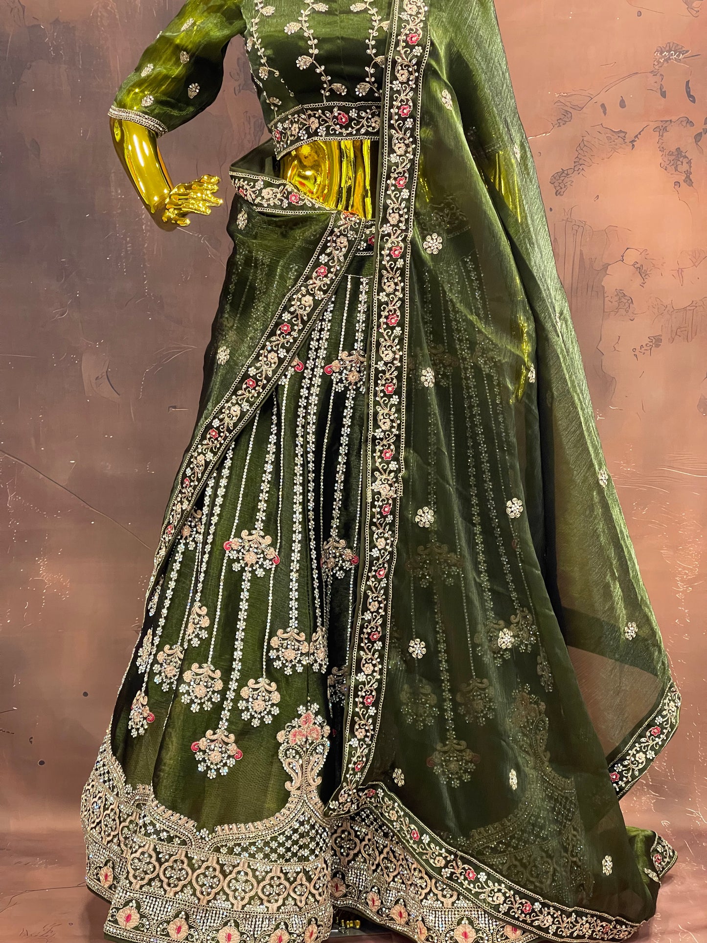 Olive Reverie – Green Embroidered Lehenga Set