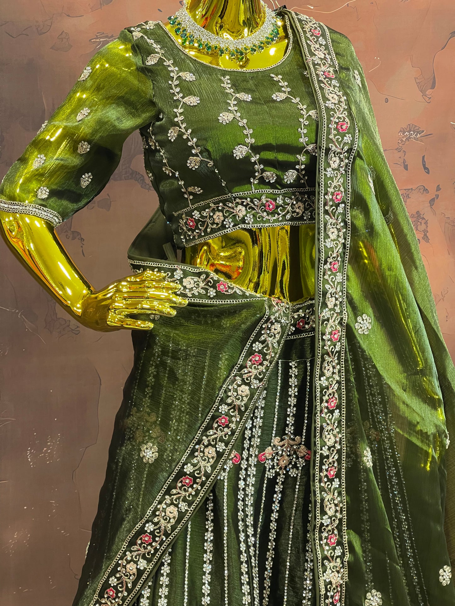 Olive Reverie – Green Embroidered Lehenga Set