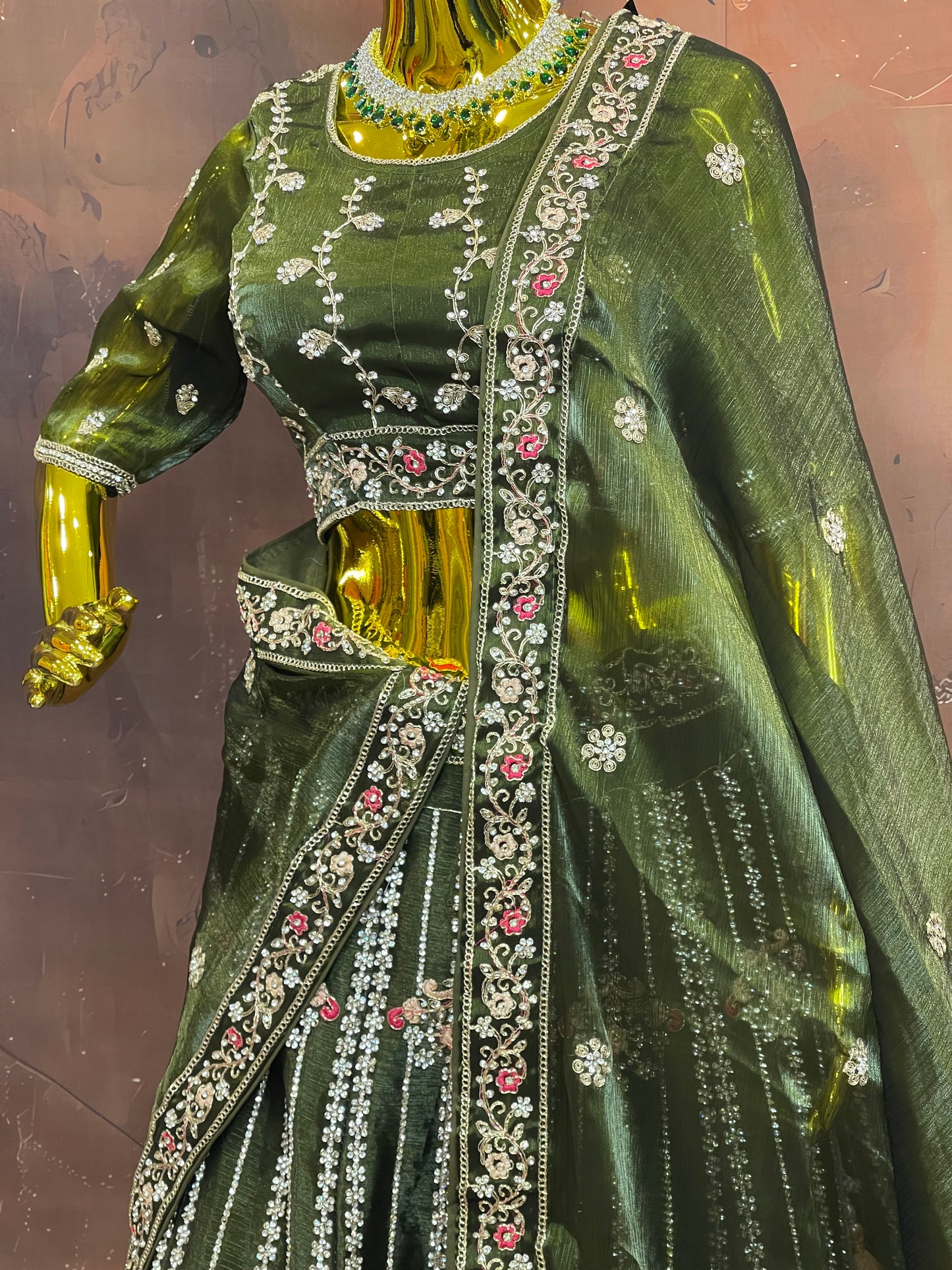 Olive Reverie – Green Embroidered Lehenga Set