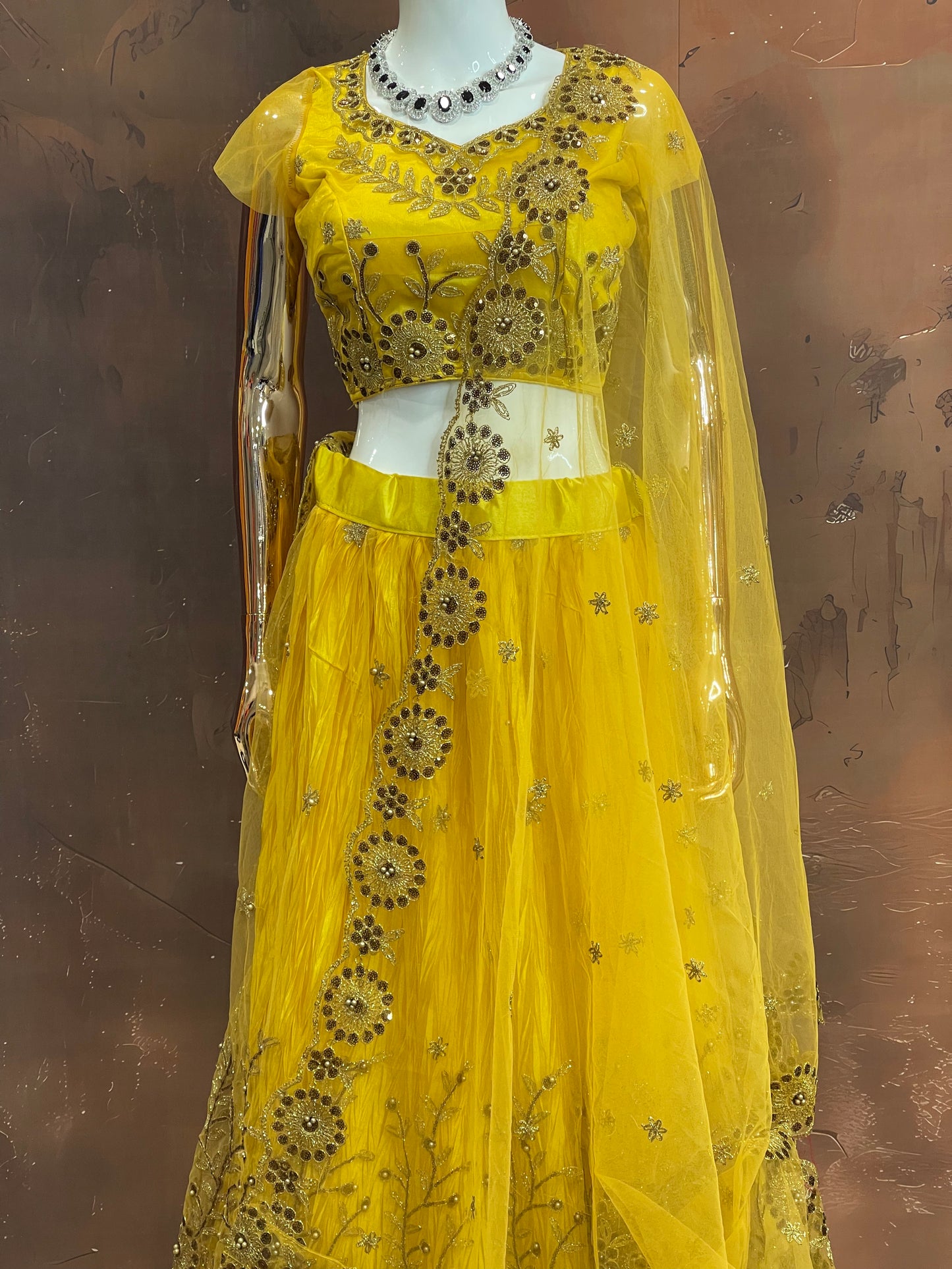 Sunlit Drape – Yellow Embroidered Lehenga Set