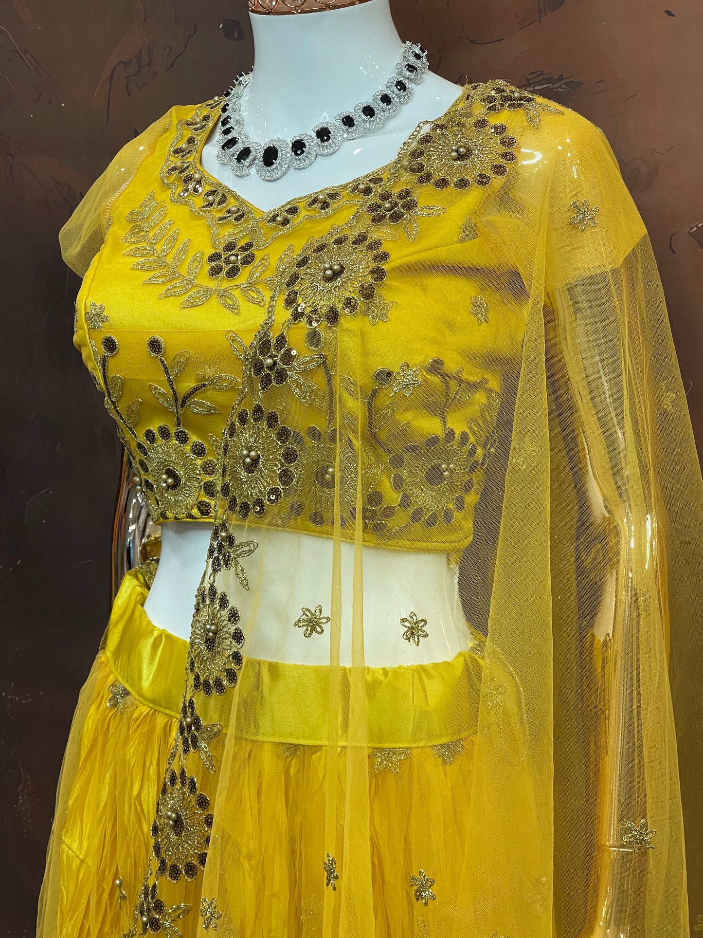 Sunlit Drape – Yellow Embroidered Lehenga Set