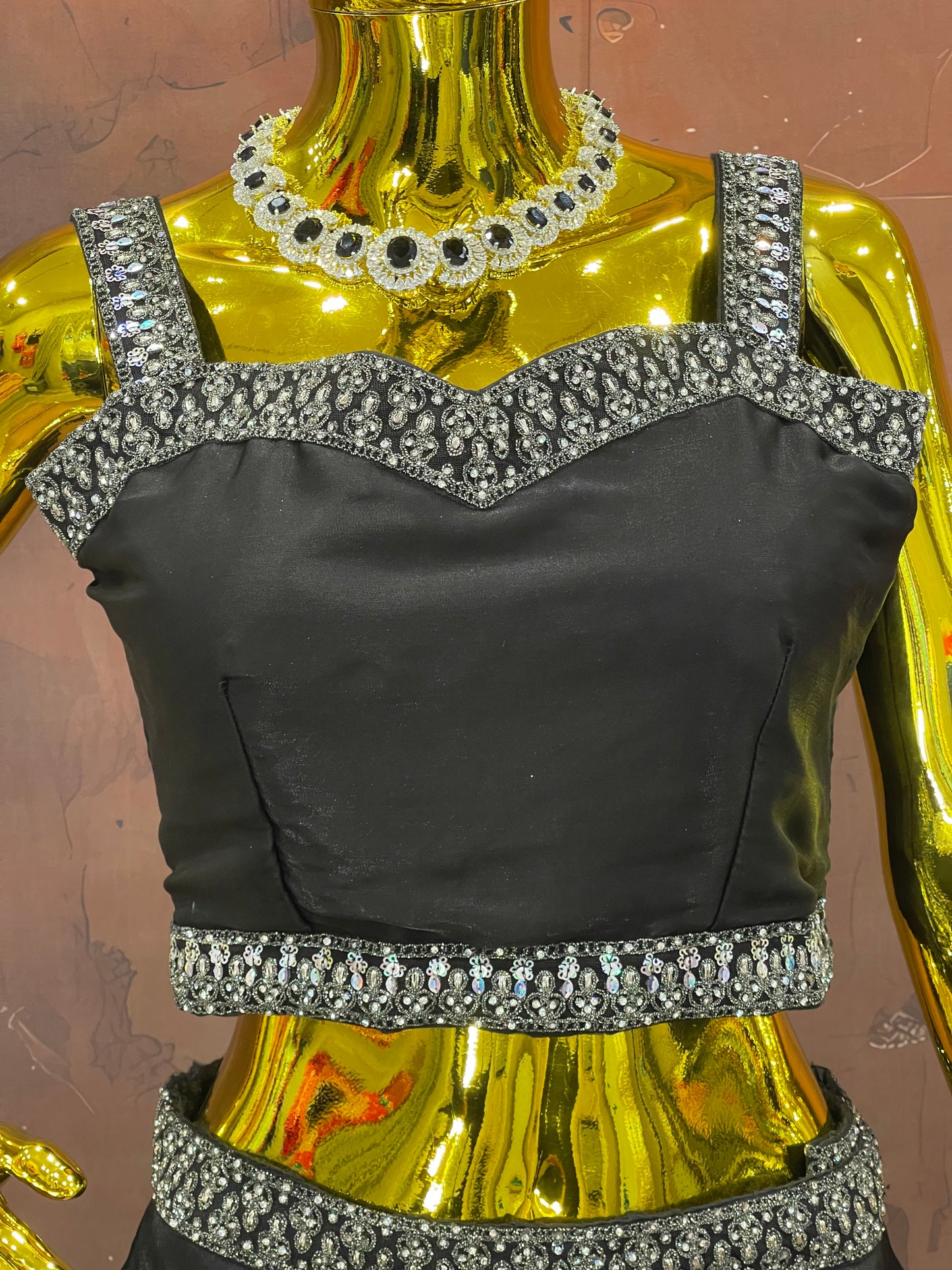 Midnight Elegance – Black Embellished Lehenga Set