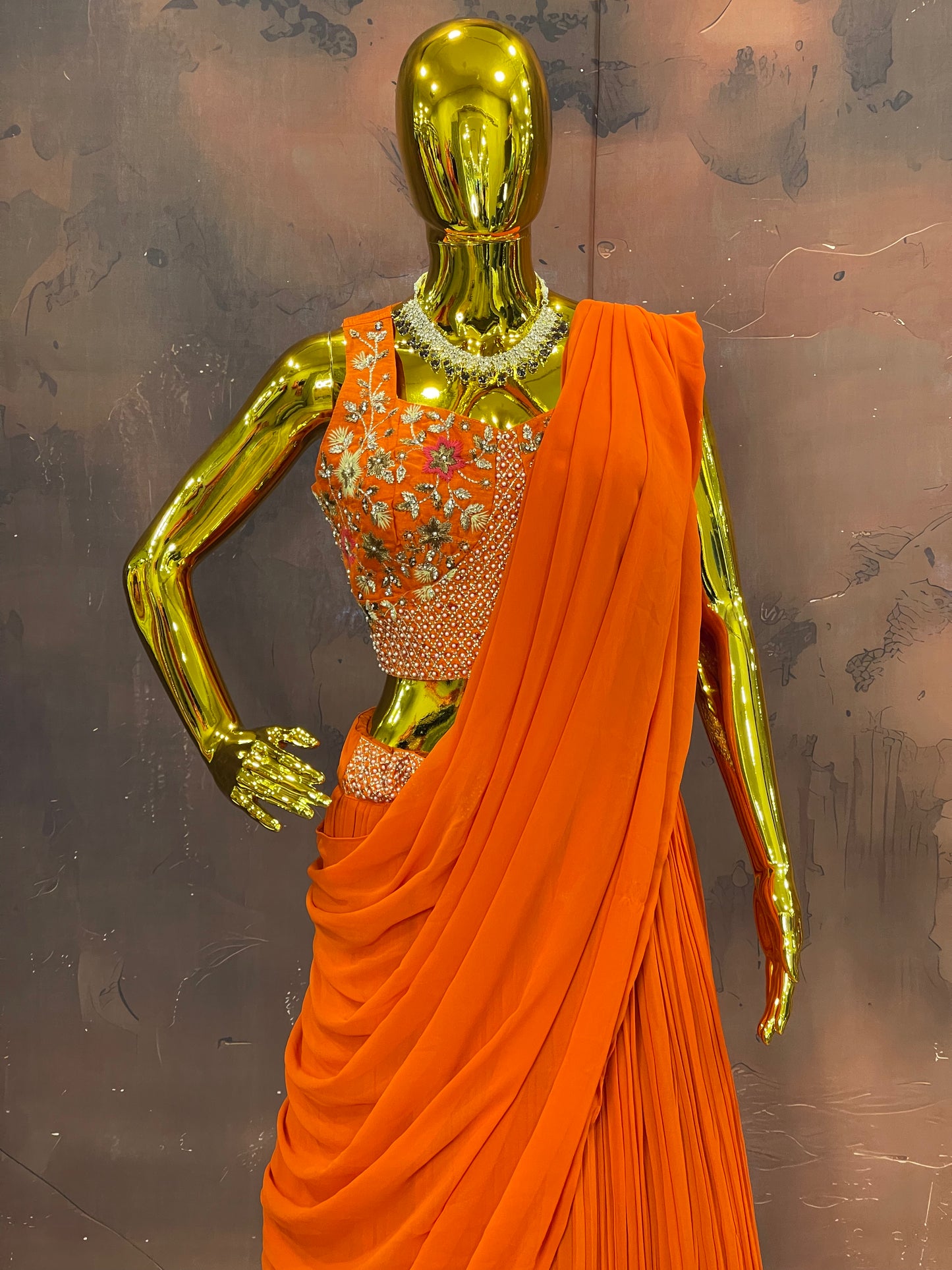 Tangerine Glint – orange Embroidered Lehenga Set