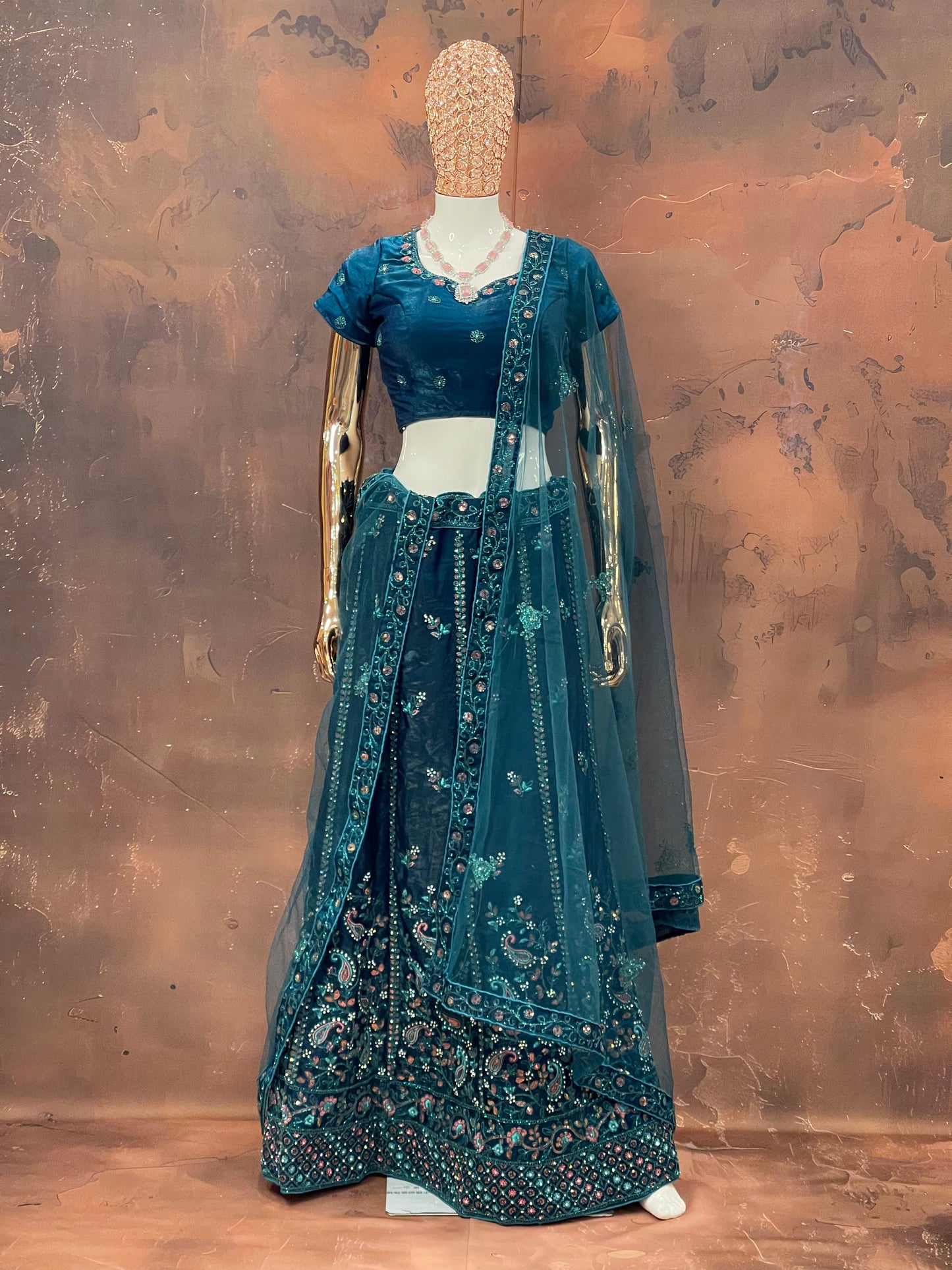 Teal Twilight – Embroidered Lehenga Set