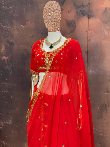 Scarlet Bloom – Red Embroidered Lehenga Set