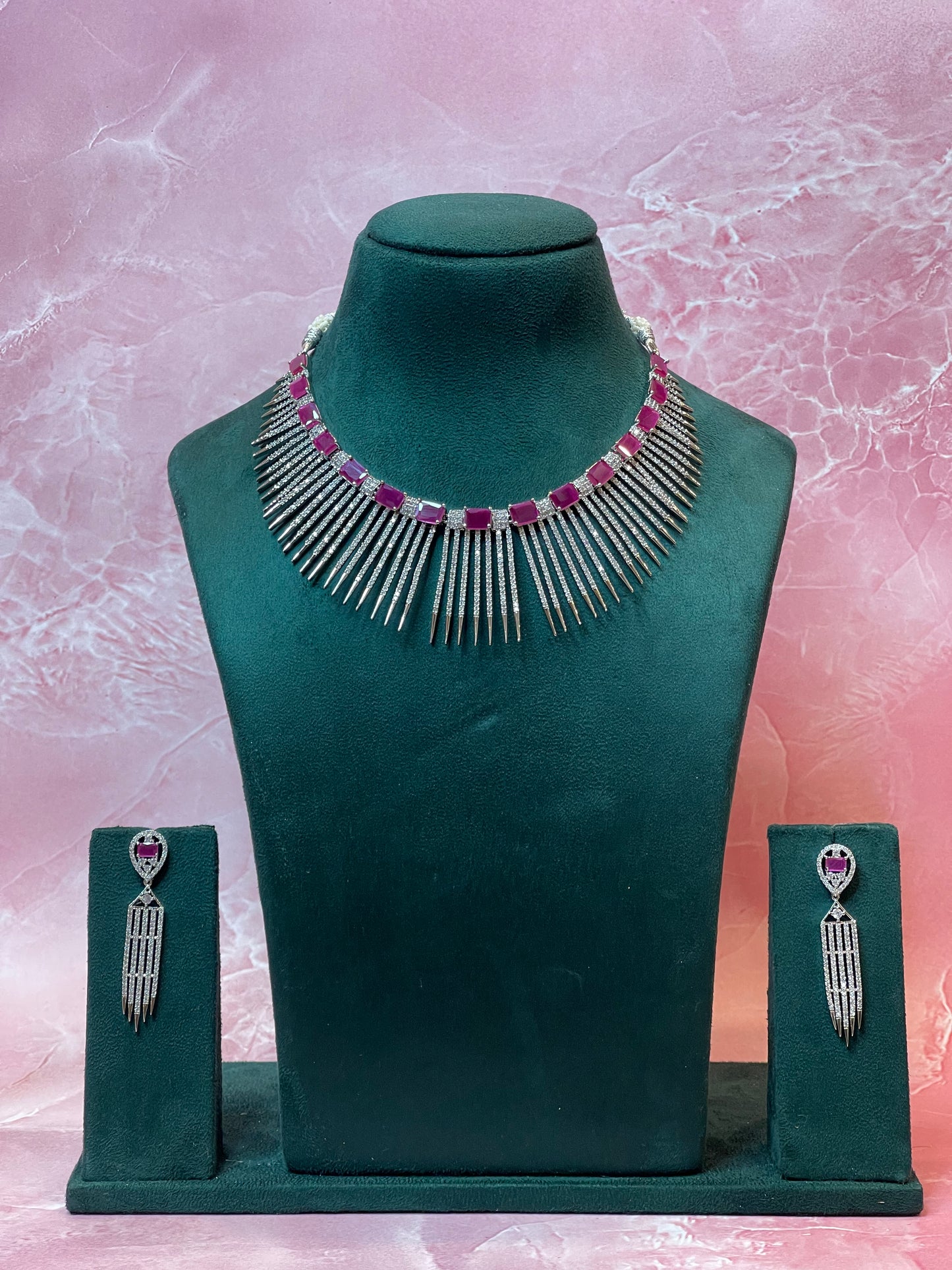 Ruby Radiance – Diamond Necklace Set