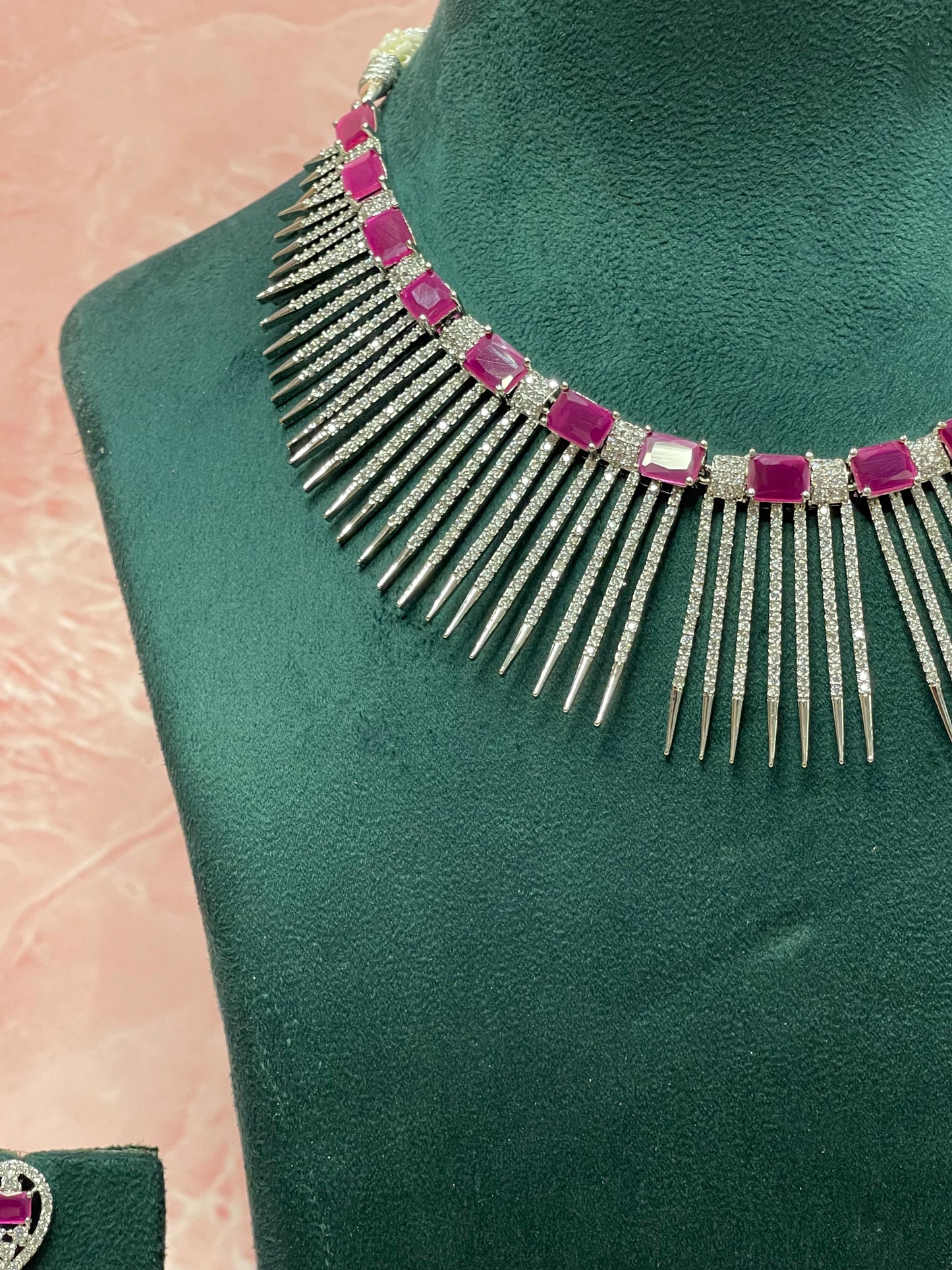 Ruby Radiance – Diamond Necklace Set