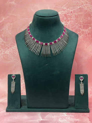 Ruby Radiance – Diamond Necklace Set