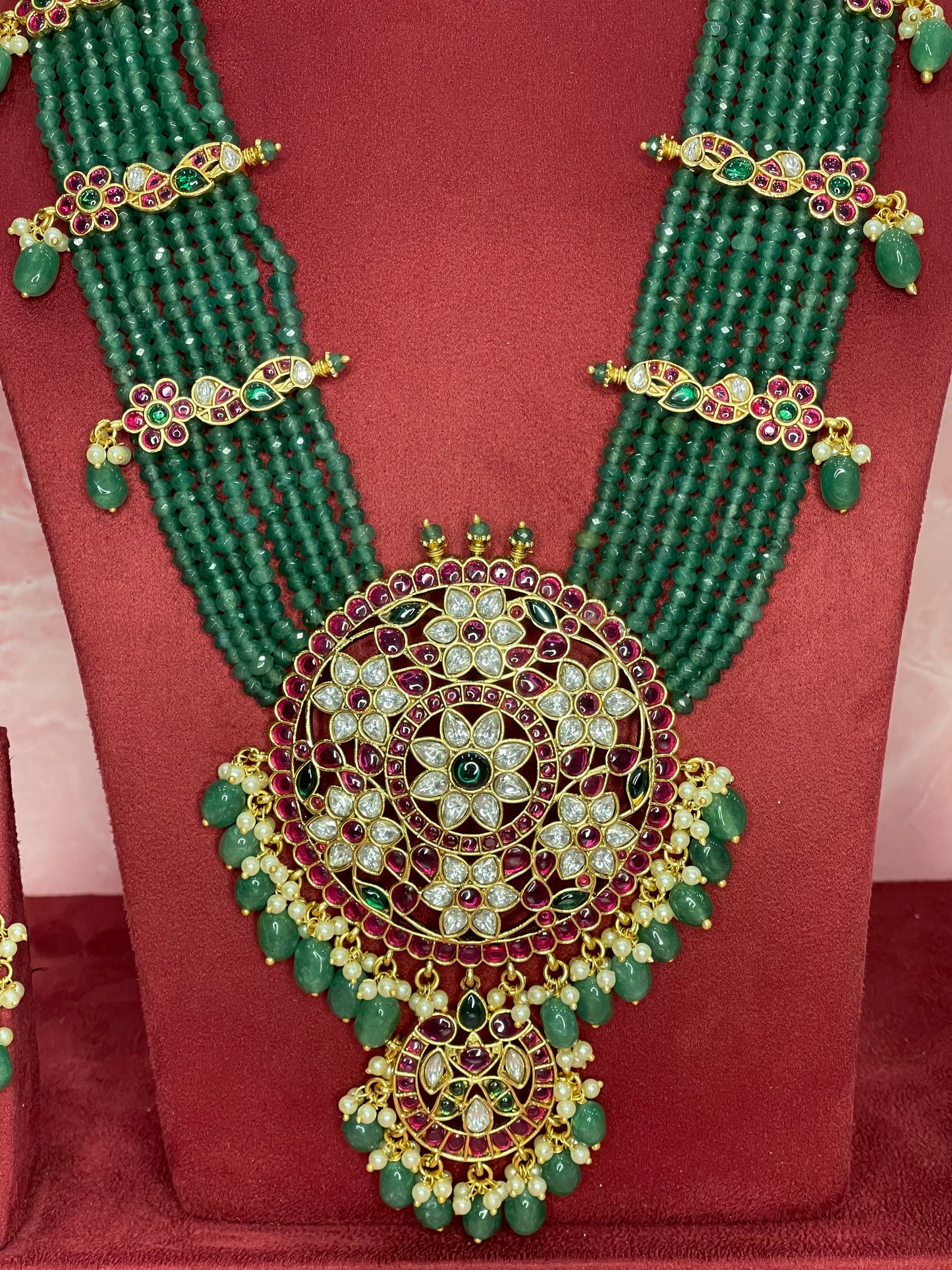 Emerald Strings Bridal Jewellery Set