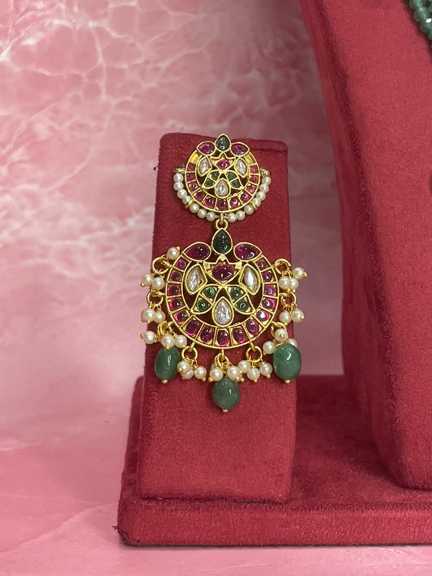 Emerald Strings Bridal Jewellery Set