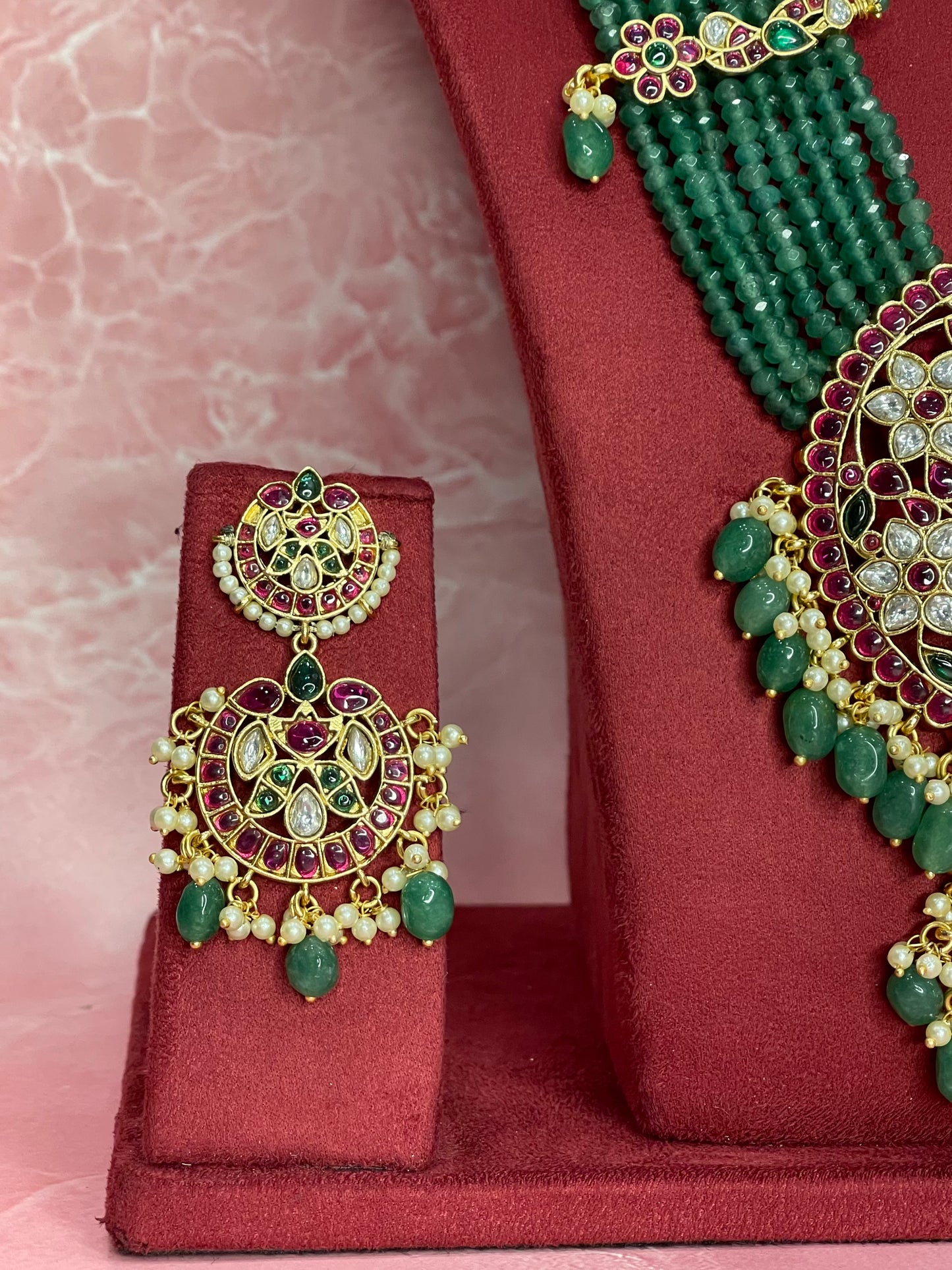 Emerald Strings Bridal Jewellery Set