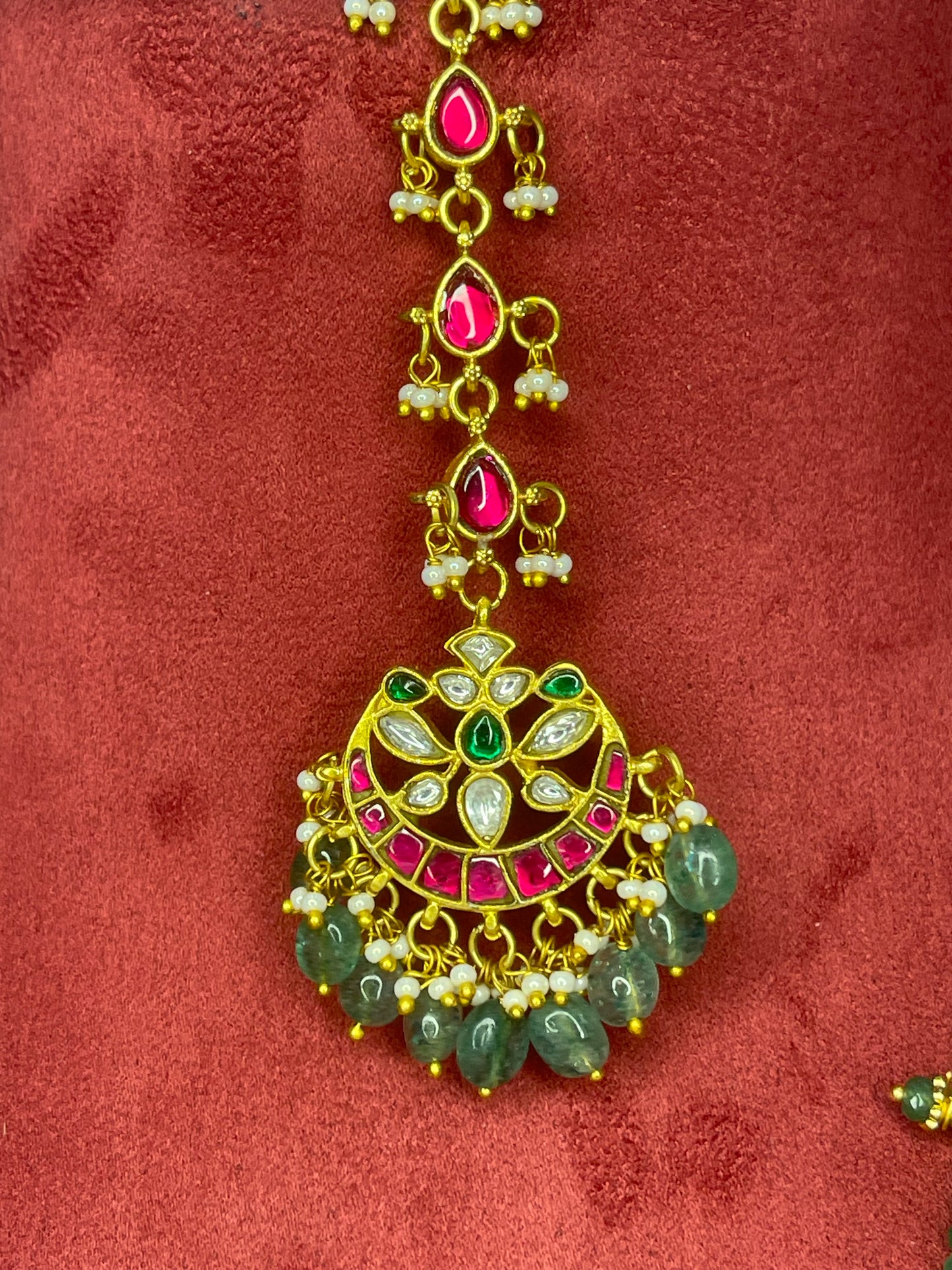 Emerald Strings Bridal Jewellery Set