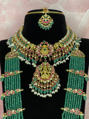Emerald Heritage Multi-Layer Bridal Jewellery Set