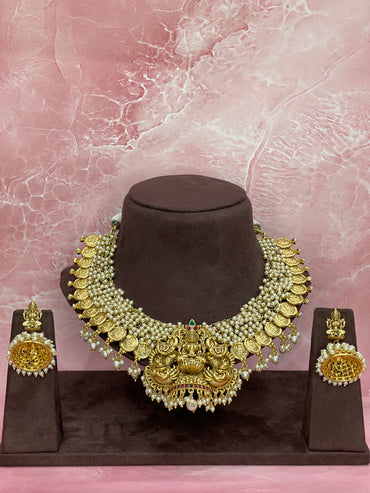Royal Coin Pearl Bridal Necklace Set