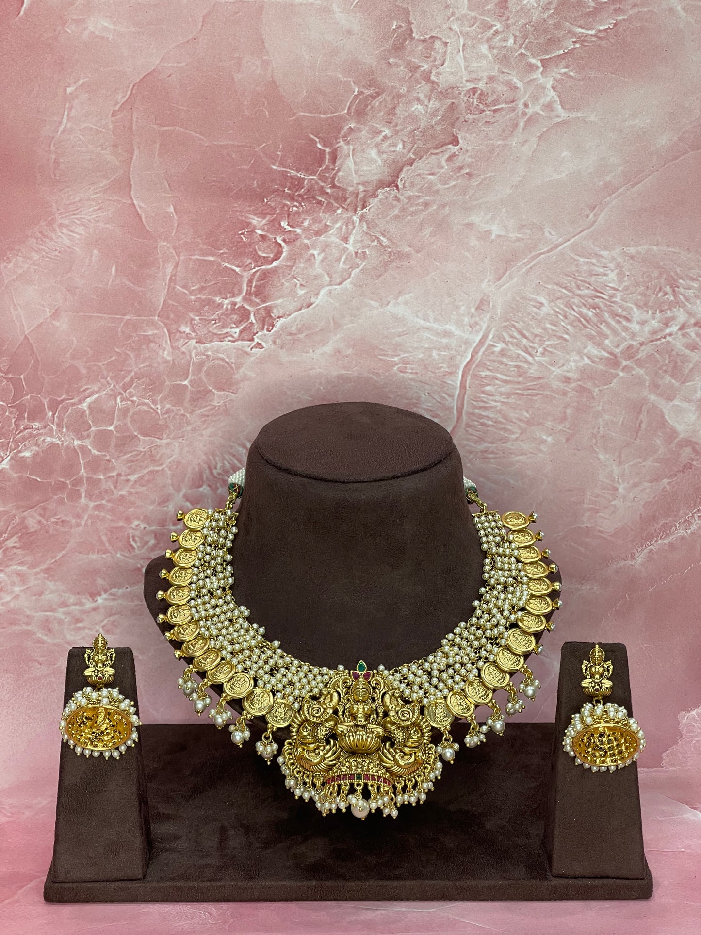 Royal Coin Pearl Bridal Necklace Set
