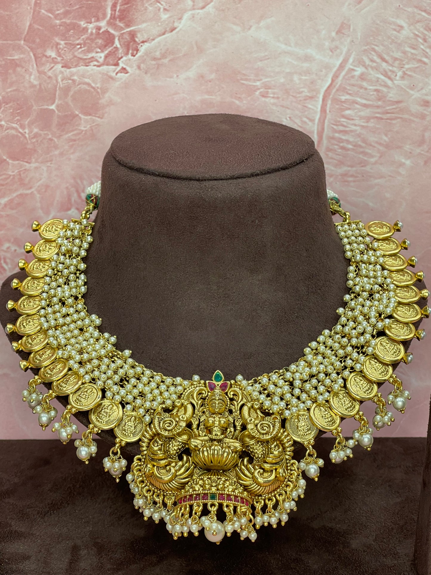 Royal Coin Pearl Bridal Necklace Set