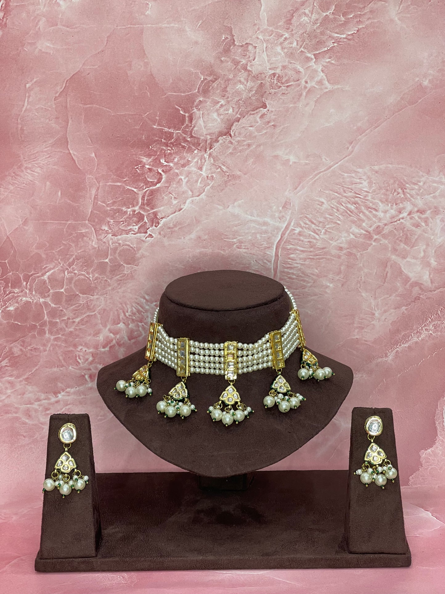 Pearl Jadau Kundan Choker Set