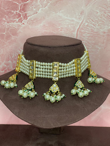 Pearl Jadau Kundan Choker Set