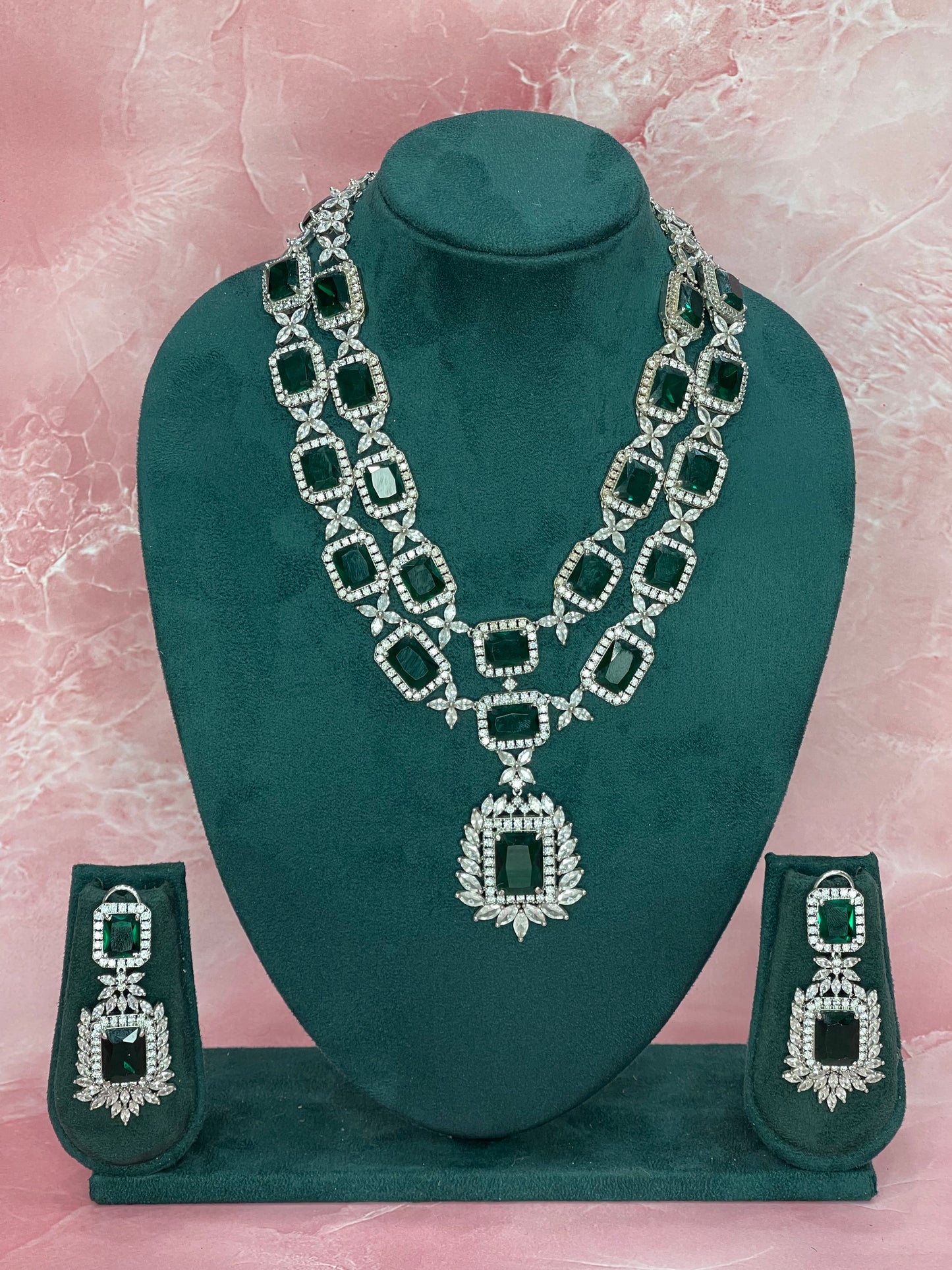 Emerald Prism Statement Jewellery Set
