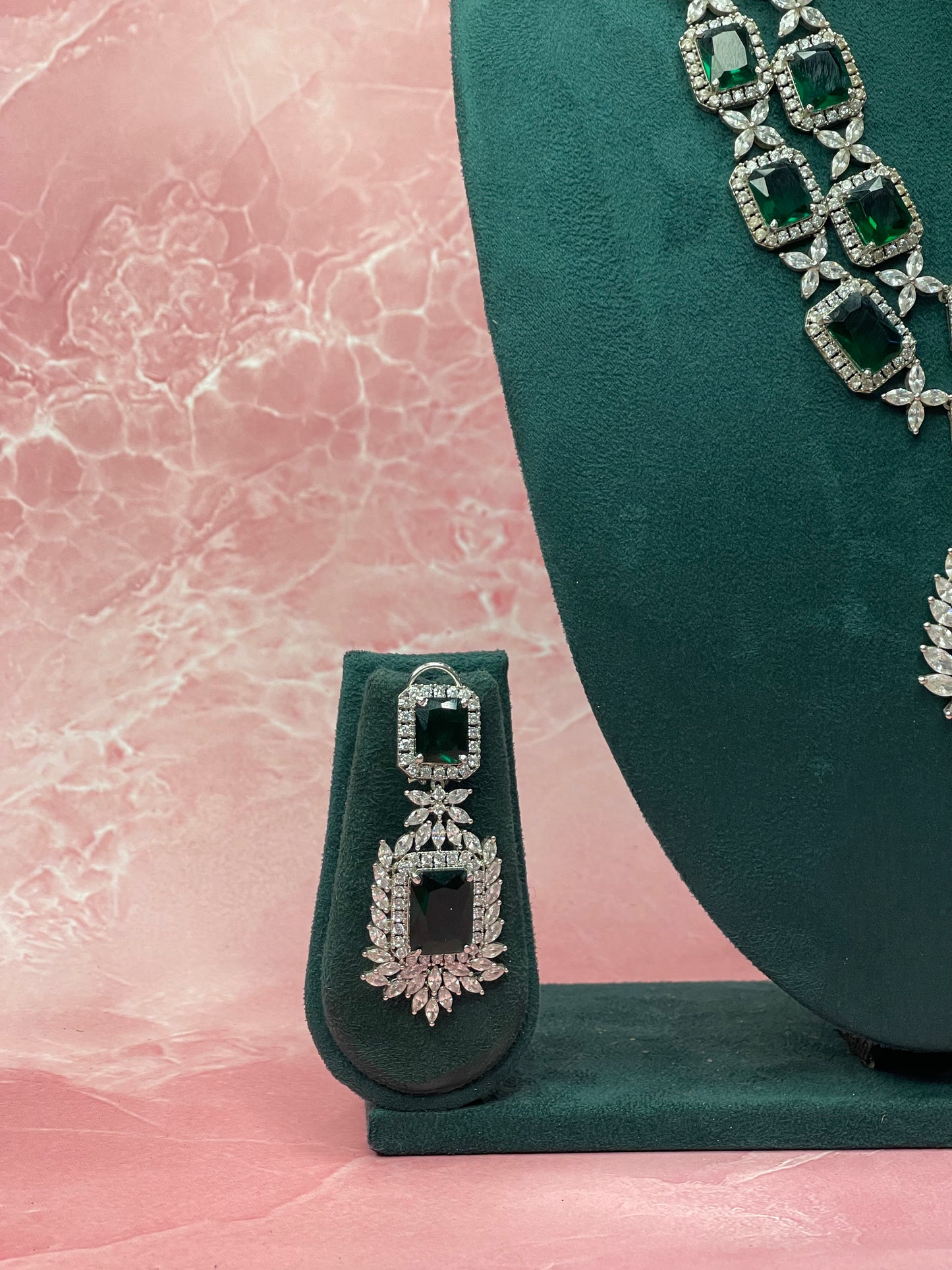 Emerald Prism Statement Jewellery Set