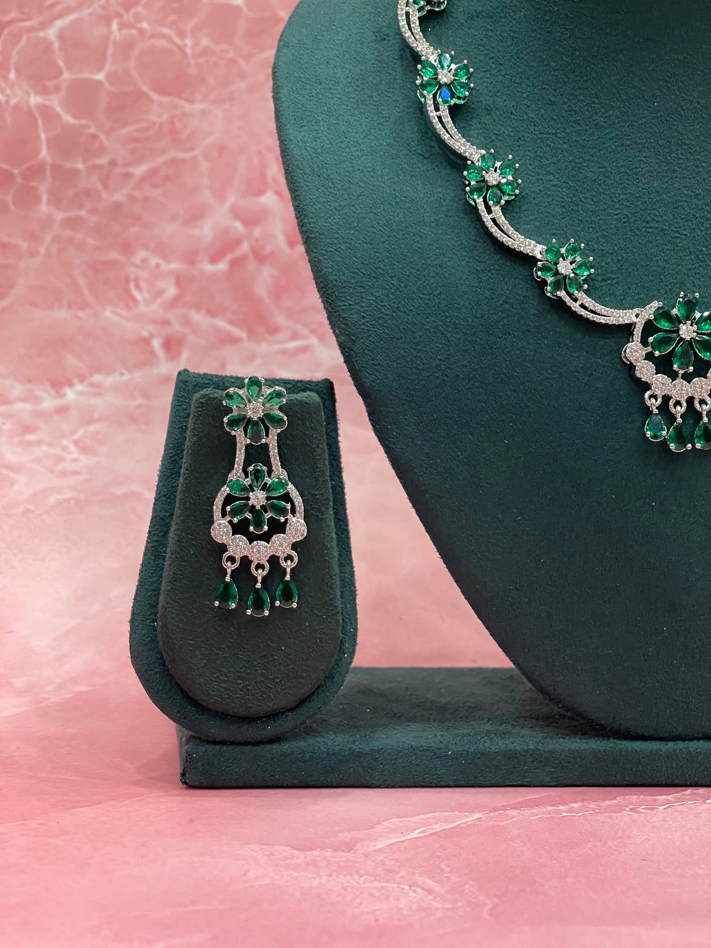 Emerald Blossom Necklace Set