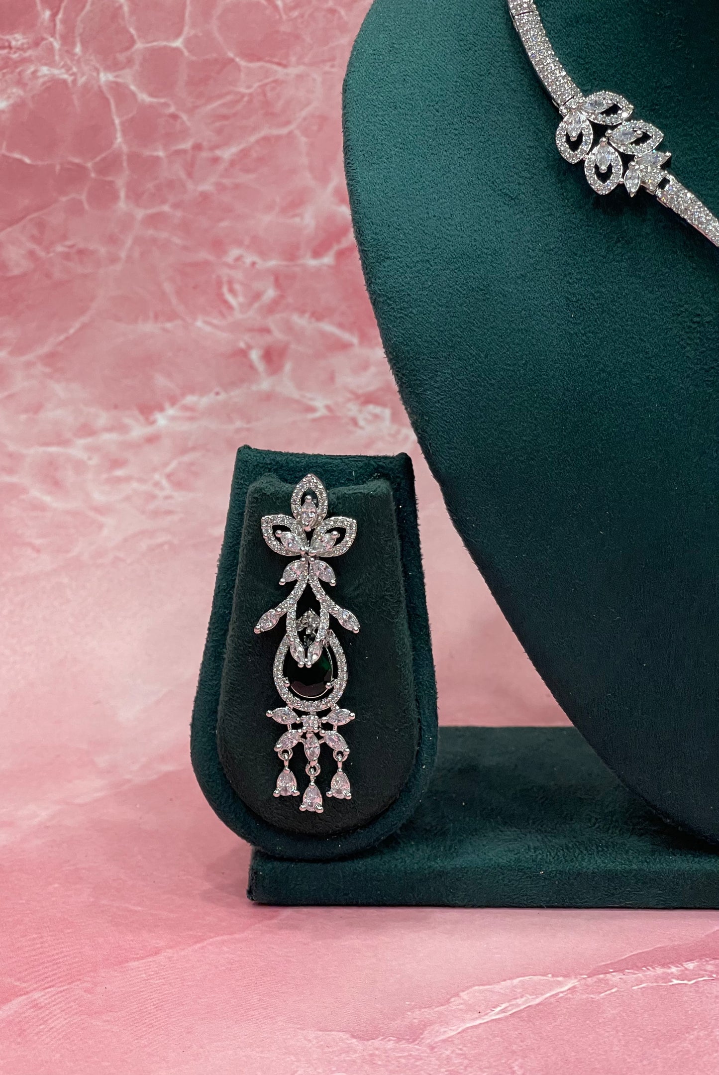 Diamond Cascade Bridal Necklace Set