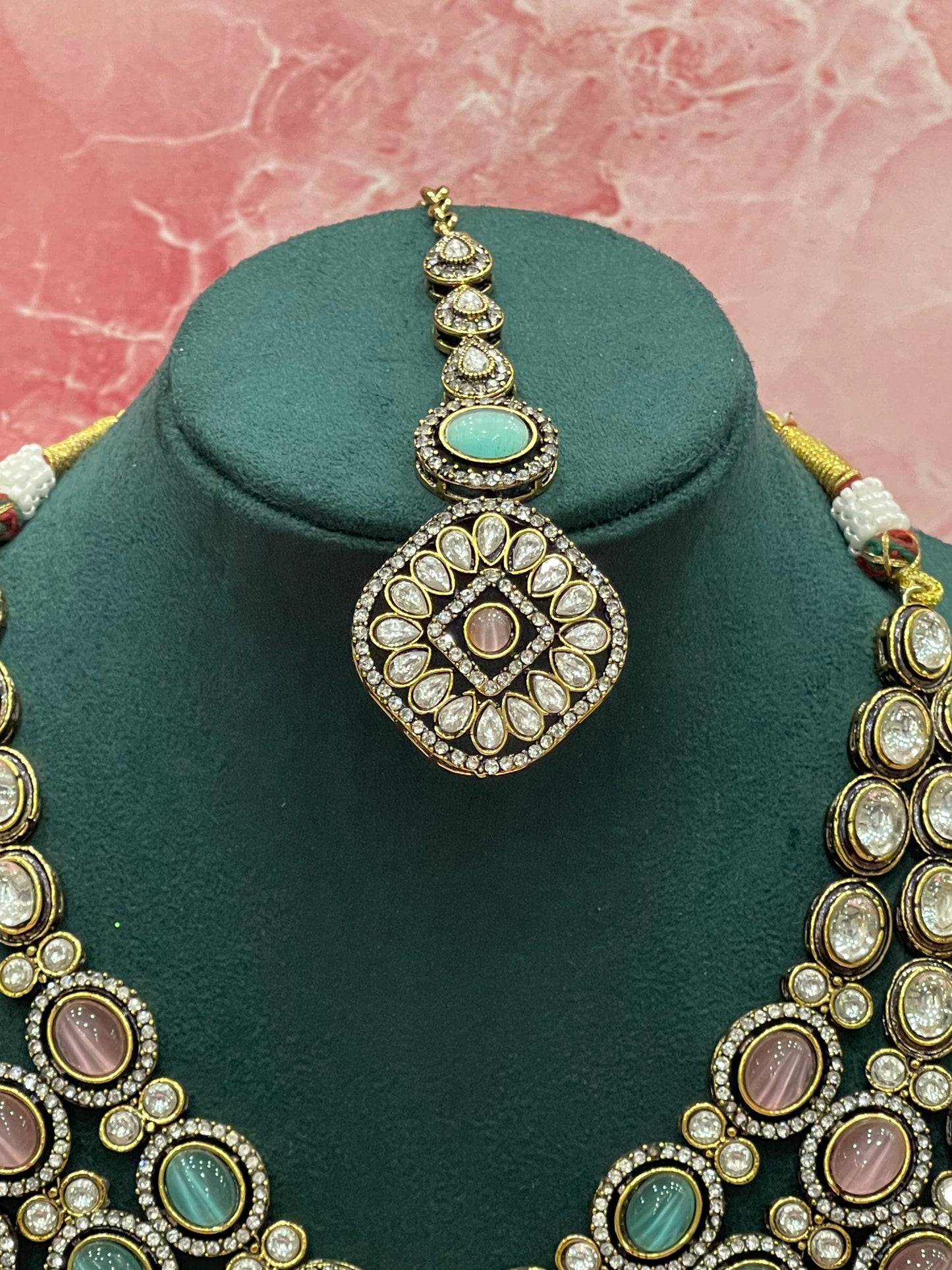 Multicolour Polki Bridal Necklace Set