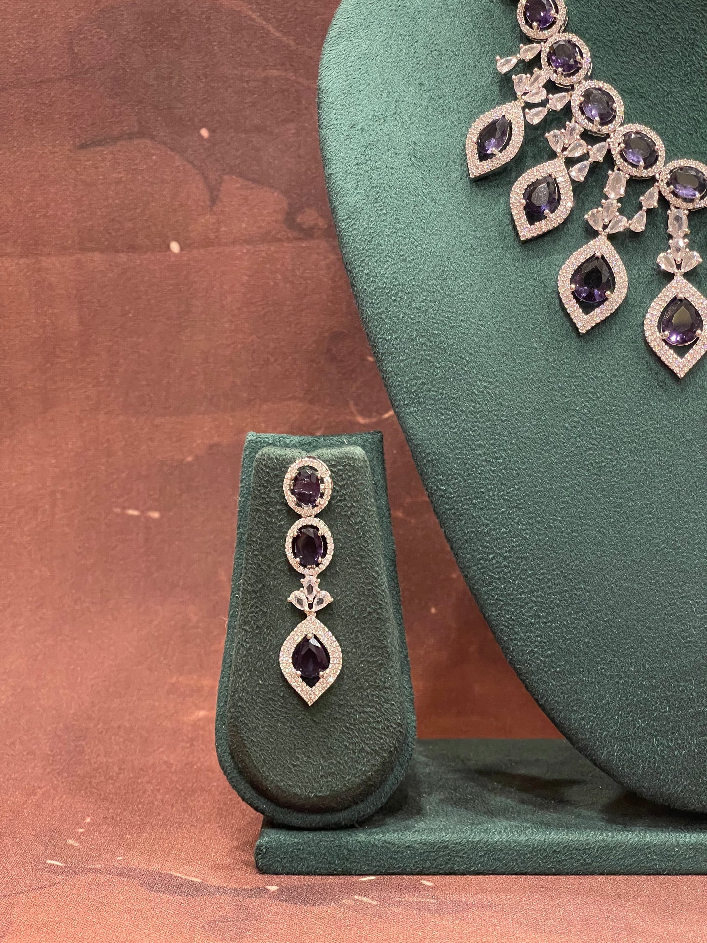 Midnight Blue Crystal Drop Necklace Set