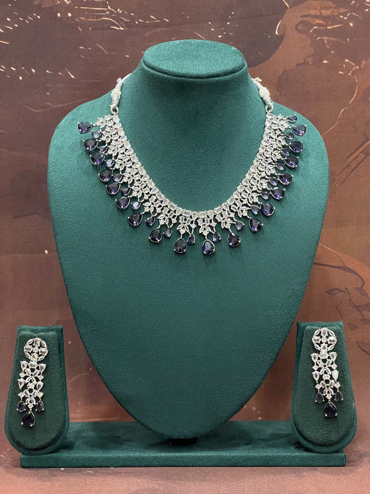 Midnight Cascade Crystal Necklace Set