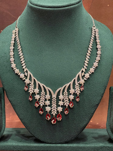 Ruby Rainfall Vine Necklace Set