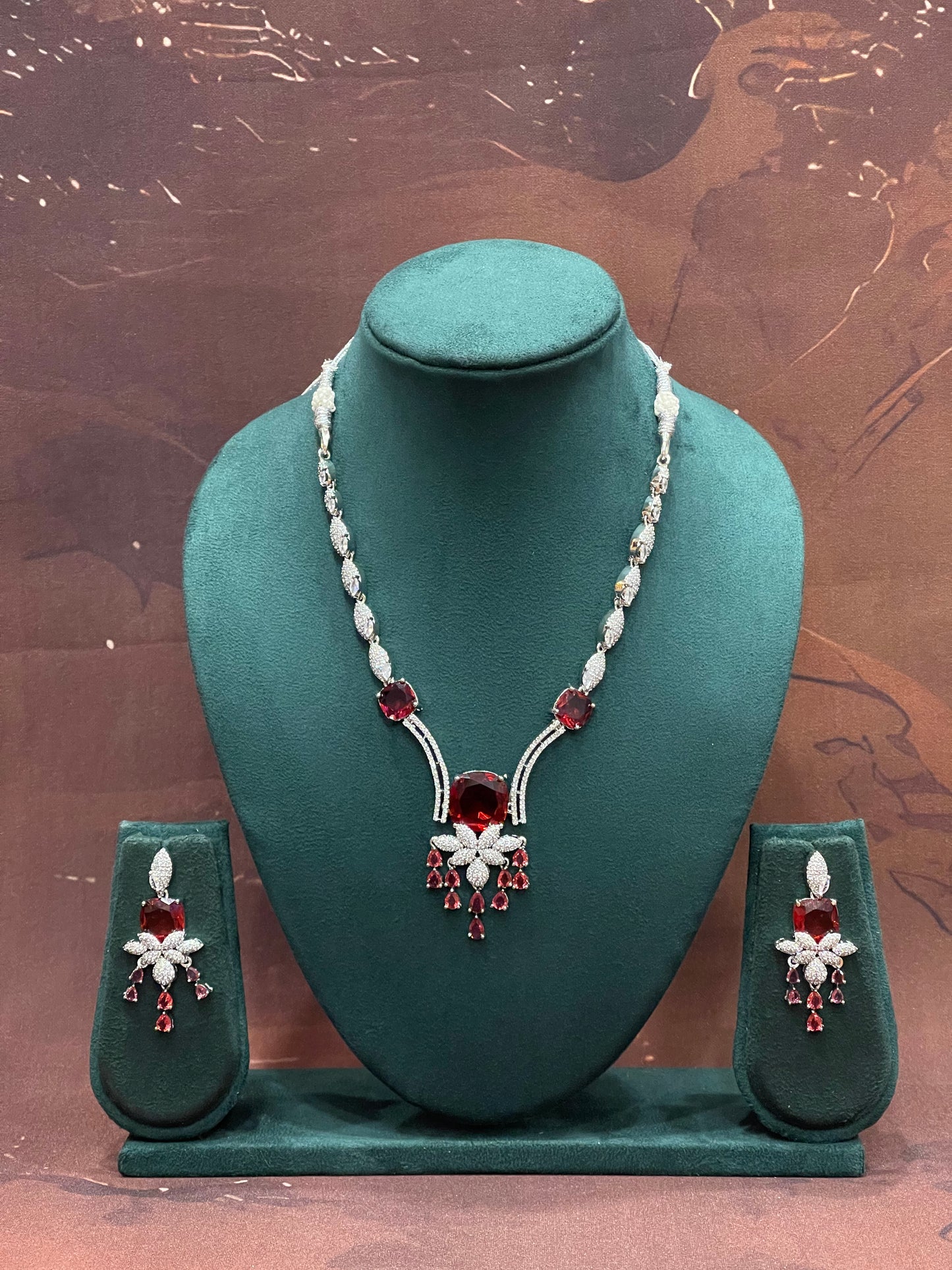 Crimson Cascade Royal Necklace Set