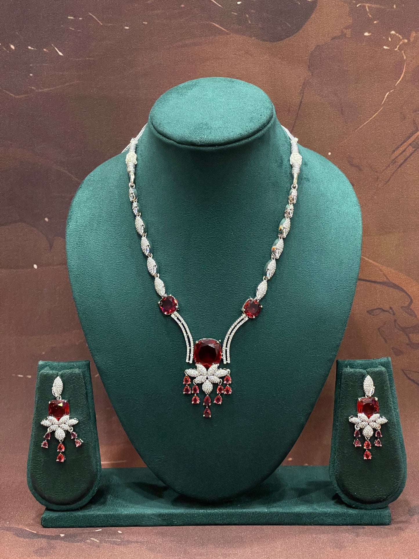 Crimson Cascade Royal Necklace Set