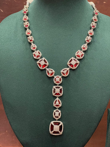 Regal Ruby Geometry Necklace Set