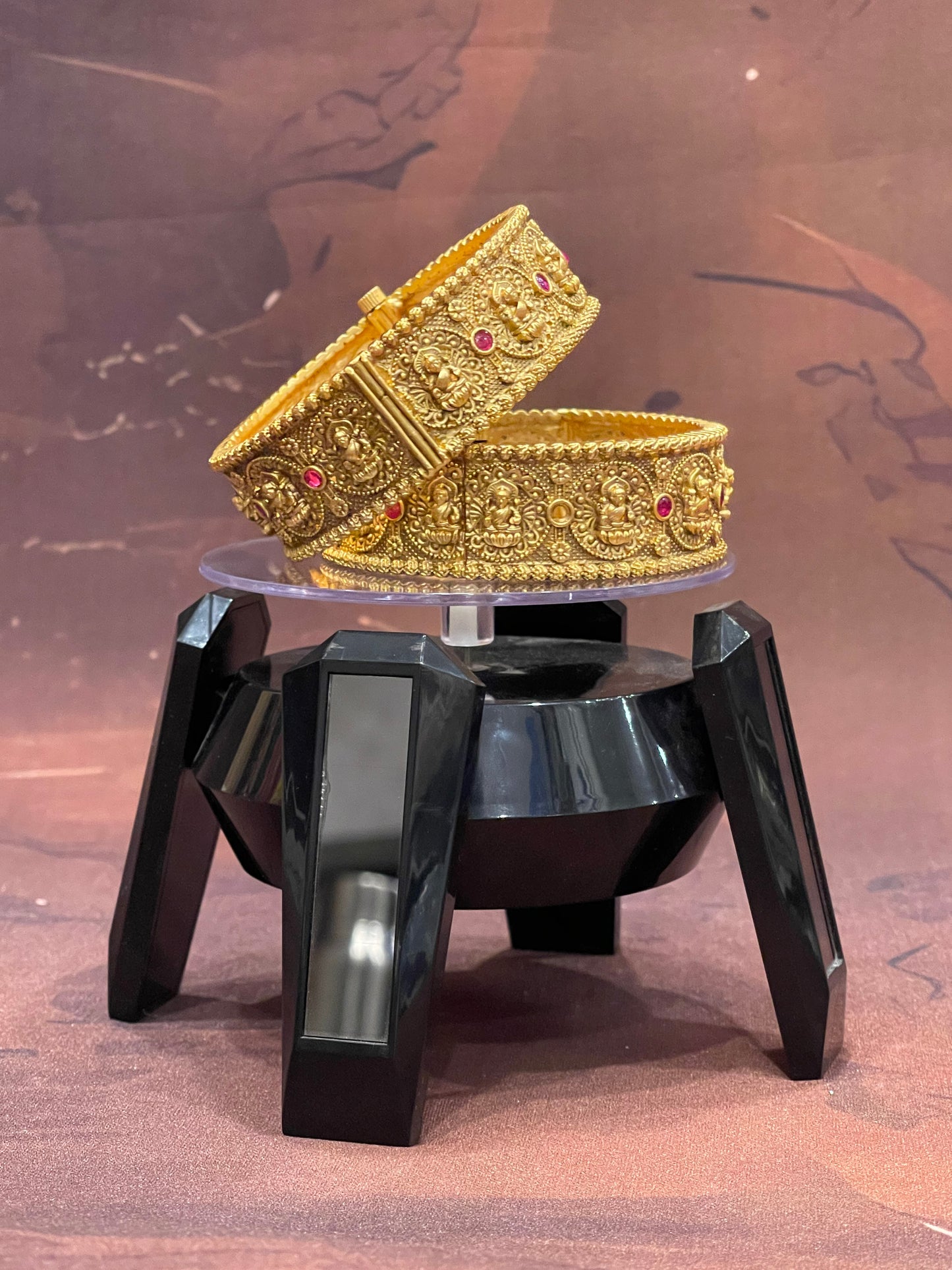 Antique Gold Bangles with Ruby Accents