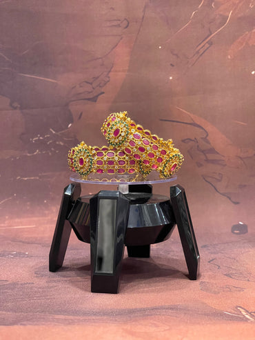 Ruby-Studded Floral Bangles