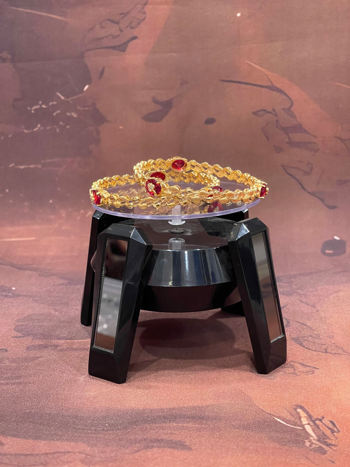 Ruby Link Gold Bangles